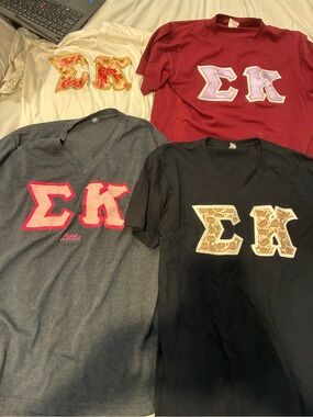 Sigma Kappa Embroidered Letter Tees Lot- Multiple Colors